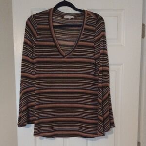 Striped V-Neck Women's Top
